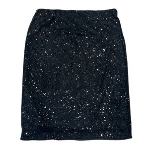Bobeau Medium Black Sequin Midi Skirt